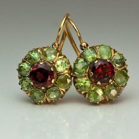 Classic Green & Red Crystal Earrings