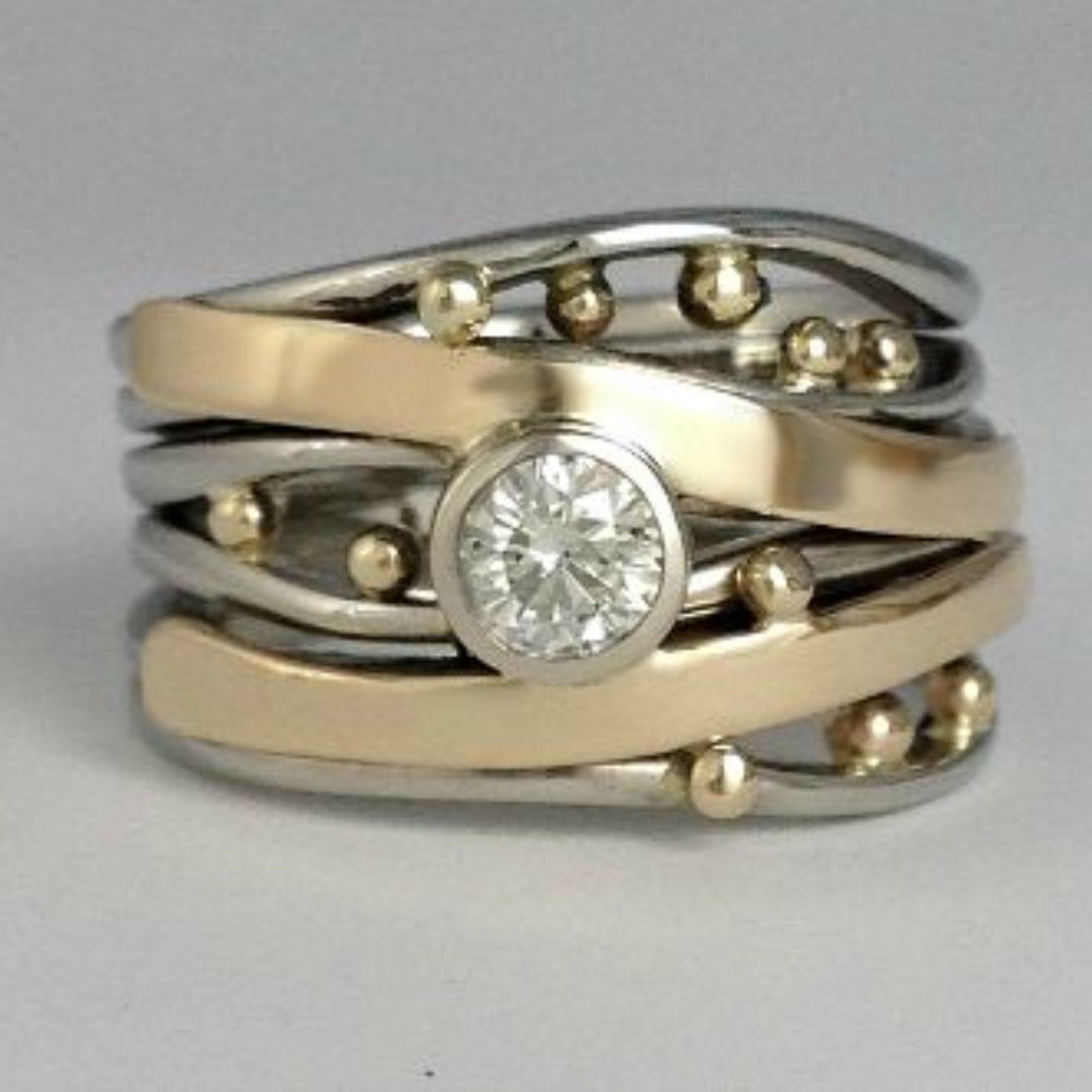 Layered Spiral Zirconia Ring