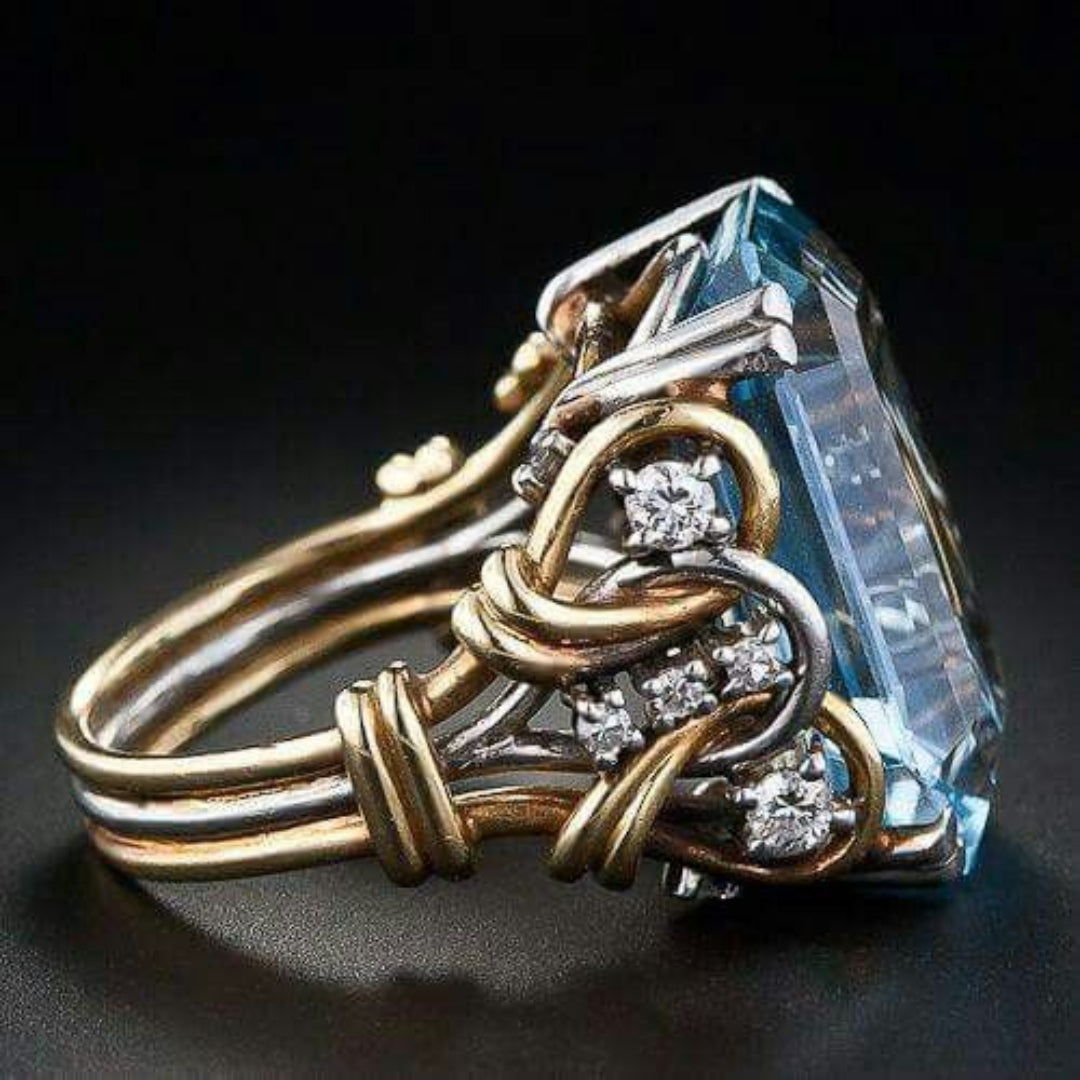 Minimalist Blue Zirconia Layered Gold Ring