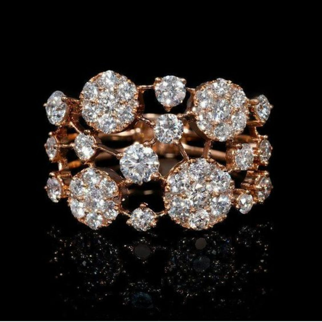 Bright Inlaid Stones Rose Gold Ring
