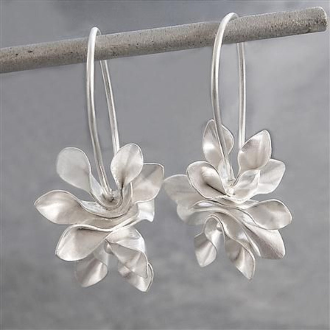 Irregular Blossom Silver Earrings