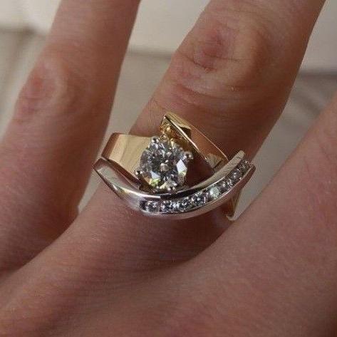 Modern Gold & Silver Zirconia Ring