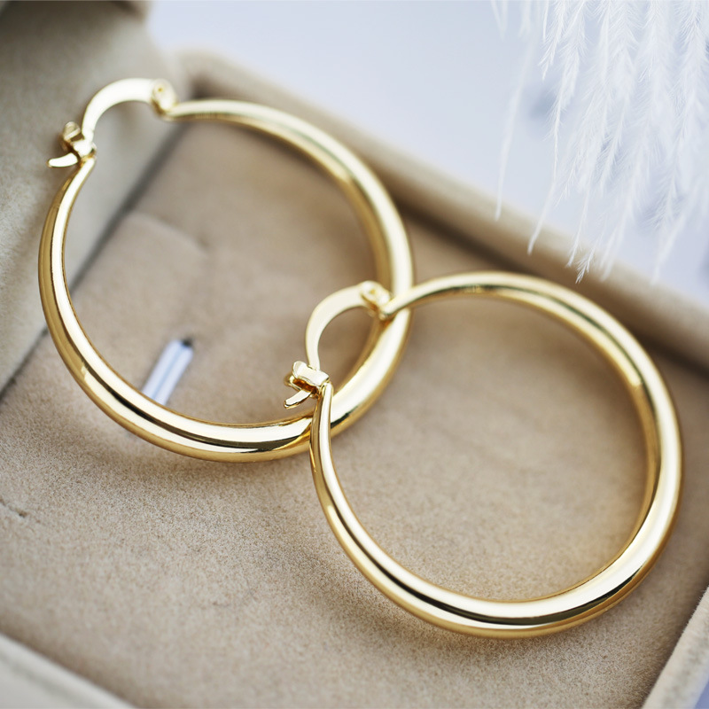 Plain Golden Hoop Earrings