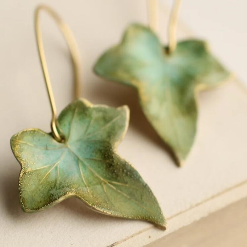 Trendy Green Leaf Earrings