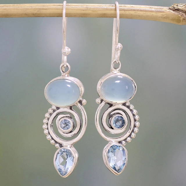 White Moonstone Earrings
