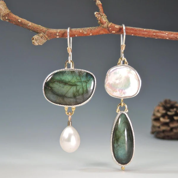 Modern Oval Natural Stone Earrings