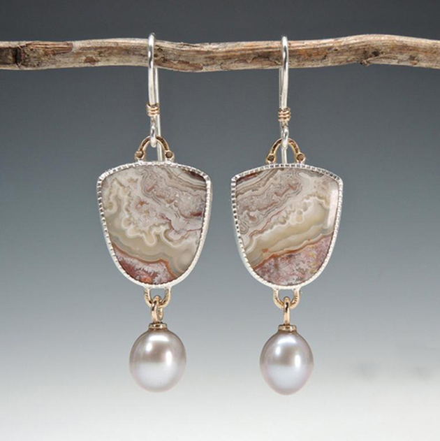 Sleek Pearl & Natural Stone Earrings