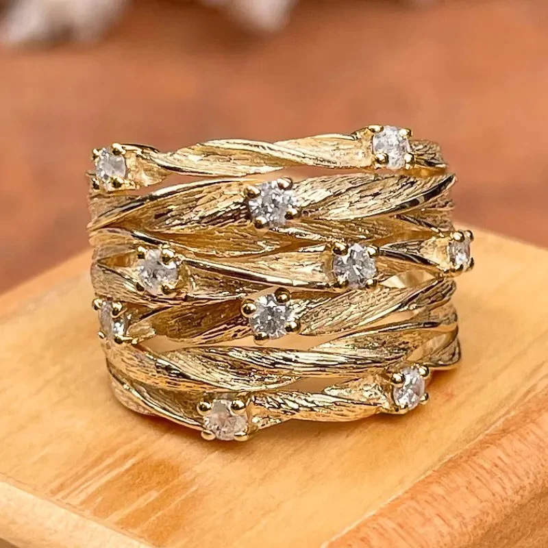 Multilayer Golden Zirconia Ring