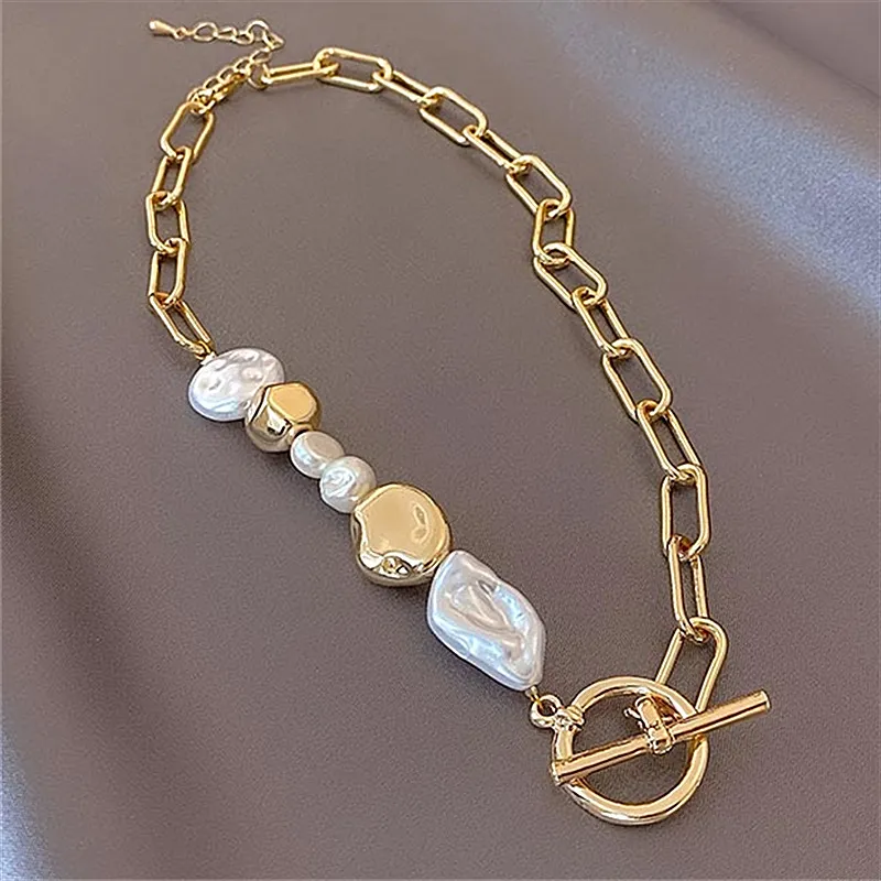 Irregular Golden Pearls Necklace