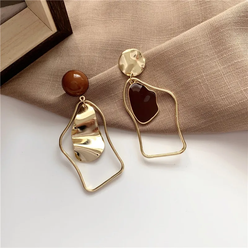 Modern Golden Brown Earrings