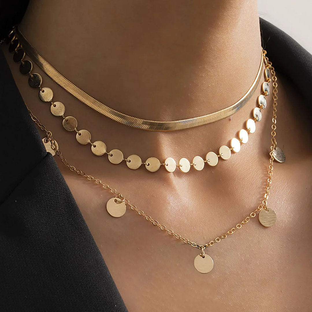 Layered Golden Plates Necklace