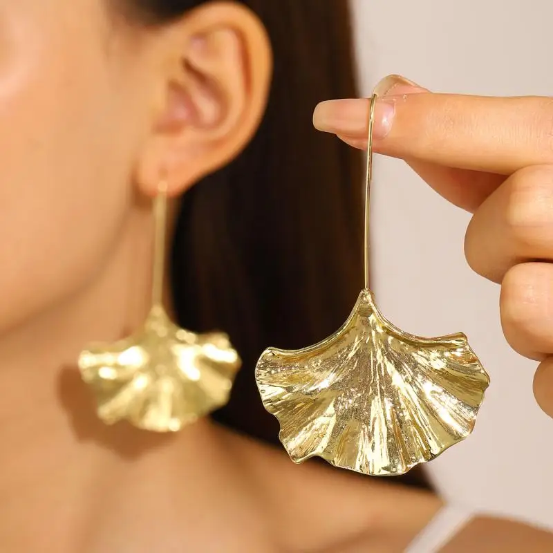 Shiny Golden Petal Earrings