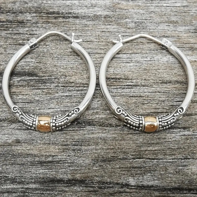 Classic Carved Pattern Hoop Earrings