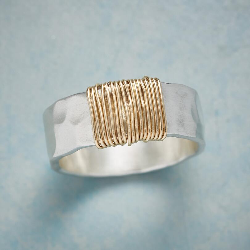 Minimalist Golden Threads Silver Ring