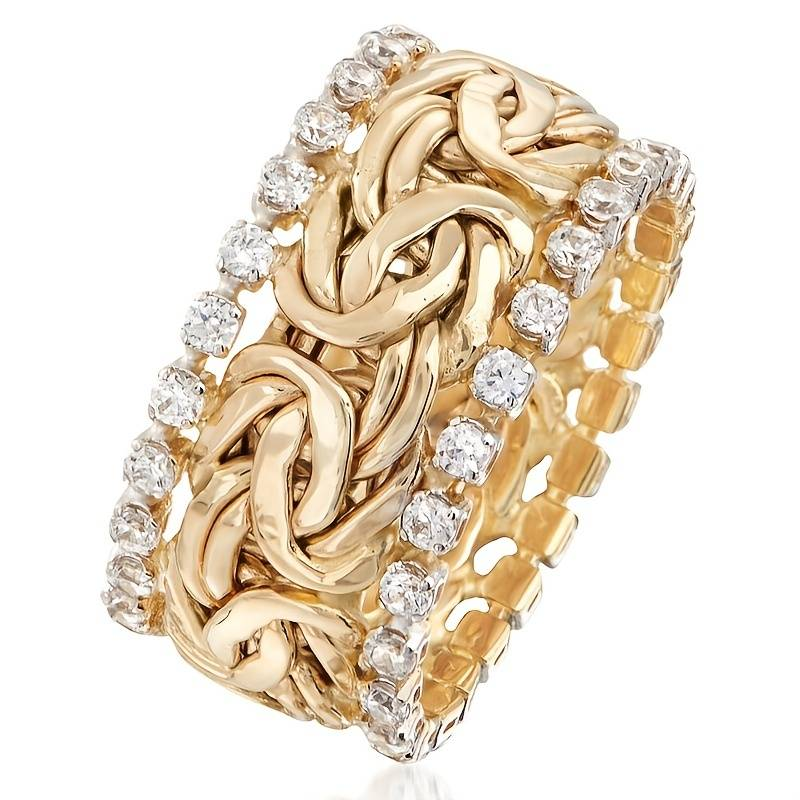 Braided Gold Zirconia Ring