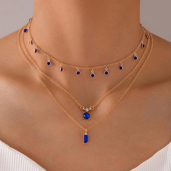 Layered Golden Blue Necklace
