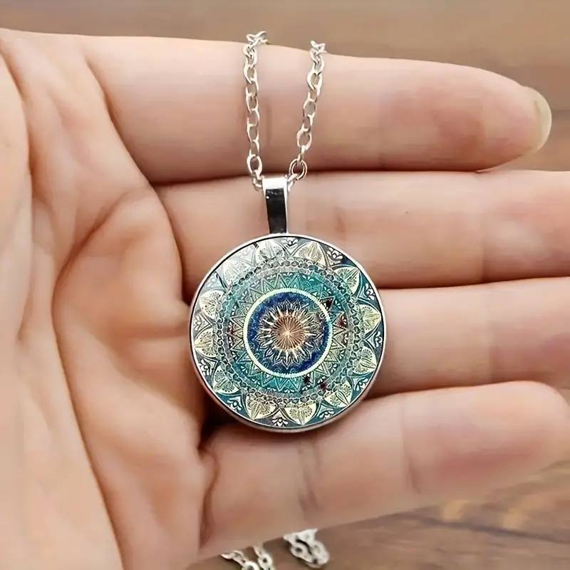 Blue Circle Mandala Necklace