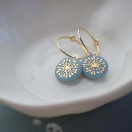 Timeless Blue Rounded Dandelion Earrings