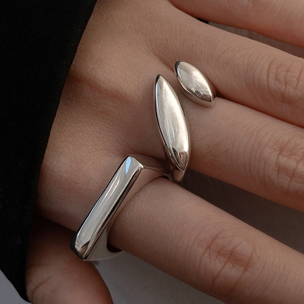 Modern Silver Ring Set