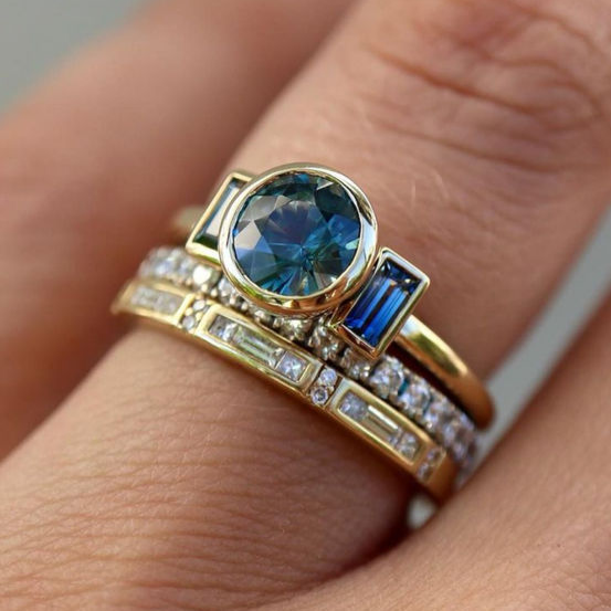 Minimalist Blue Elegant Ring Set