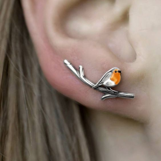 Classic Birdie Silver Earrings