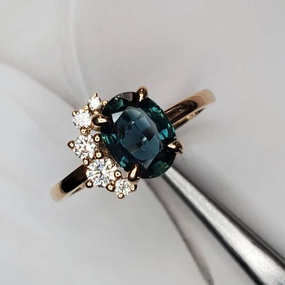Sleek Blue Crystal & Zirconia Ring