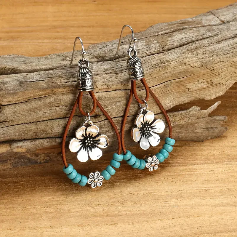 Modern Floral Leather Earrings