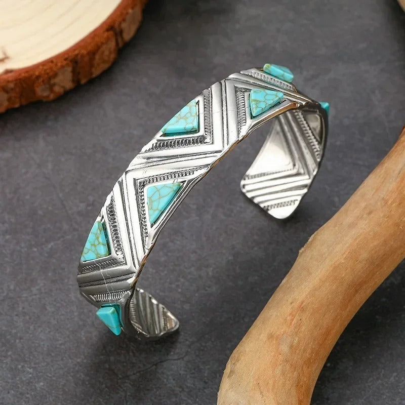 Timeless Bohemian Tribal Turquoise Bangle Bracelet