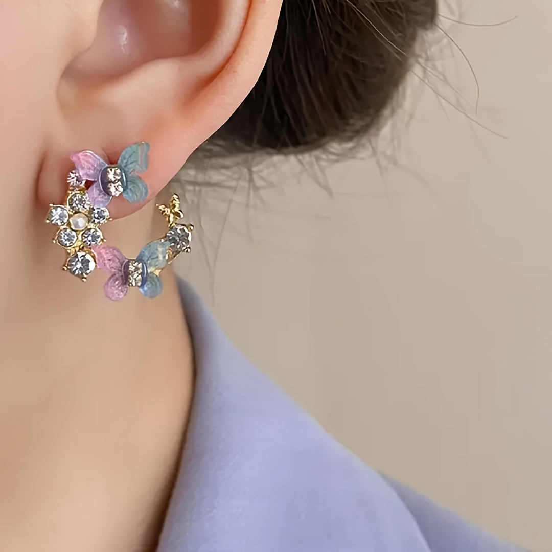 Fashionable Butterfly Rhinestones Earrings