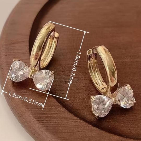 Stylish Golden Bow Hoop Earrings Women