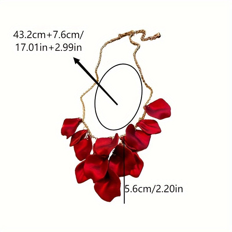 Sleek Elegant Floral Petal Tassel Necklace
