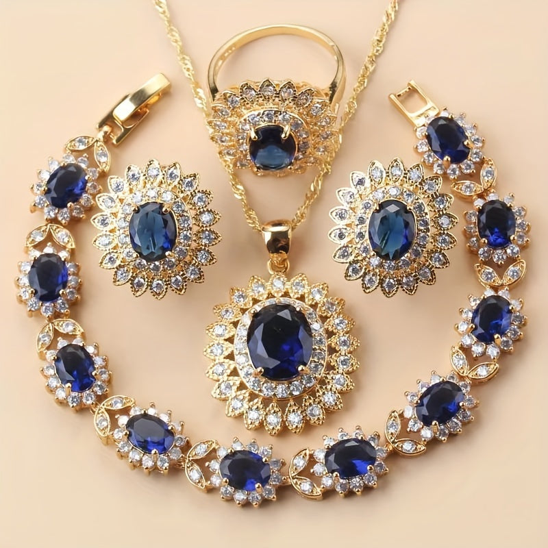 Sunflower Elegance 5pcs Timeless Wedding Jewelry Set