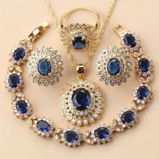 Sunflower Elegance 5pcs Timeless Wedding Jewelry Set