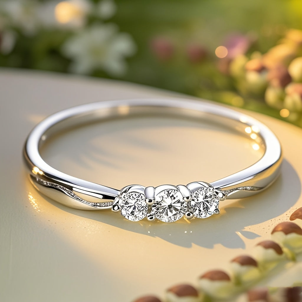 Simple White Zirconia Ring