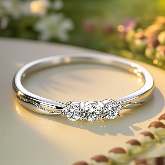 Simple White Zirconia Ring