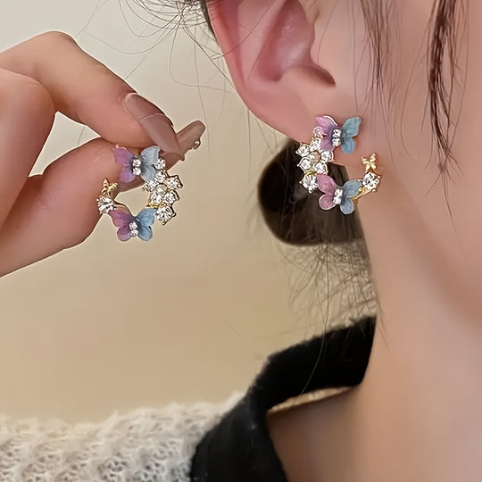 Fashionable Butterfly Rhinestones Earrings