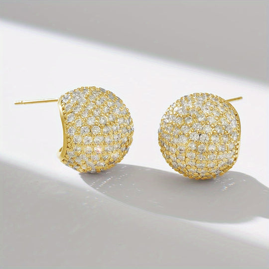 Exquisite Zirconia Spherical Stud Earrings
