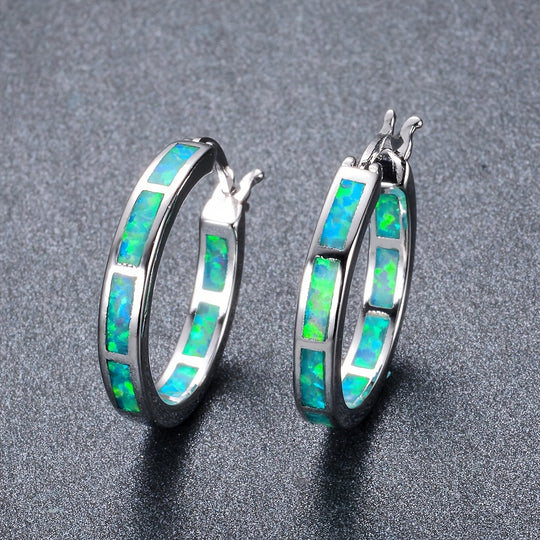 Timeless  Boho Opal Hoop Earrings