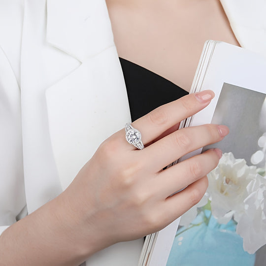 Sleek Blue Moissanite Ring