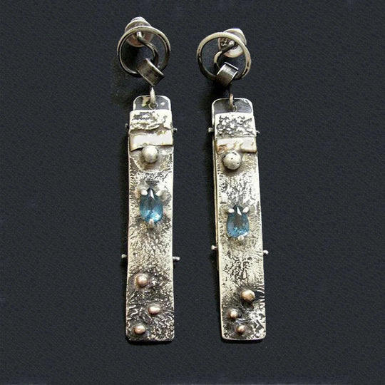 Blue Stone Minimalist Earrings