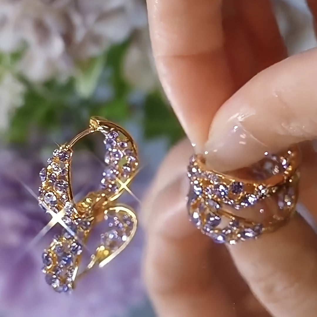 Chic Purple Sparkle Hoop Earrings