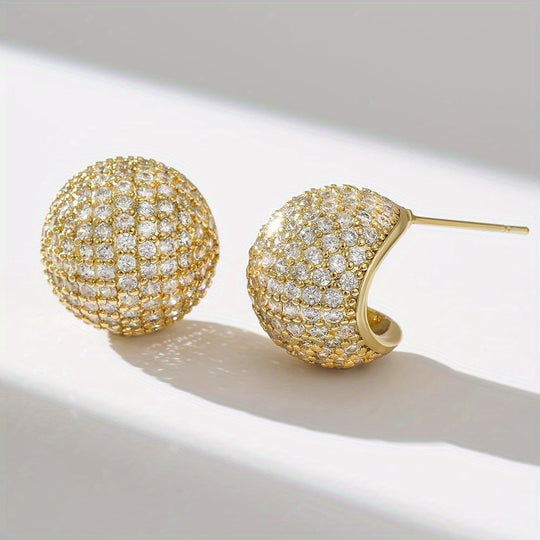 Exquisite Zirconia Spherical Stud Earrings