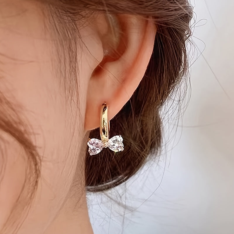Stylish Golden Bow Hoop Earrings Women