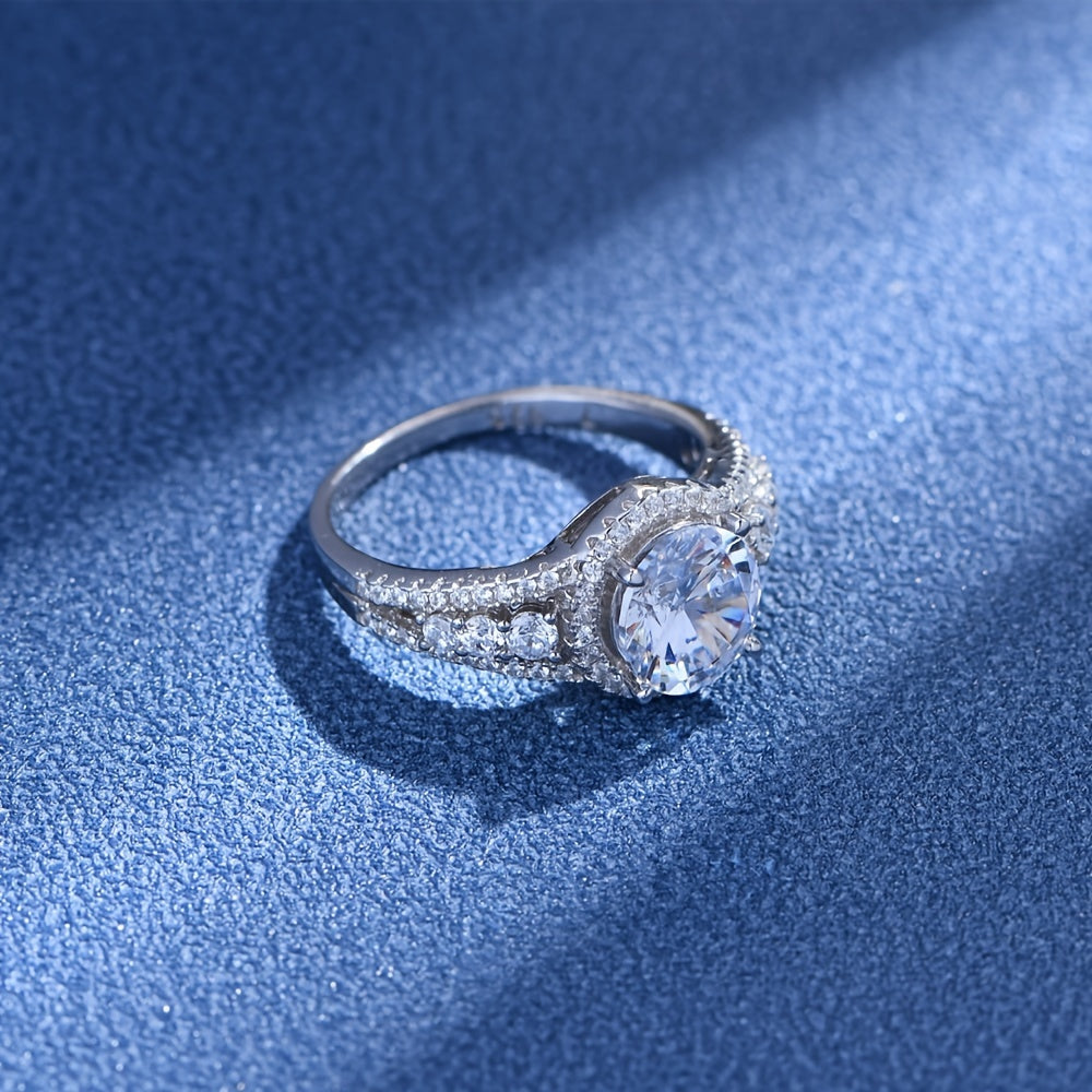 Sleek Blue Moissanite Ring