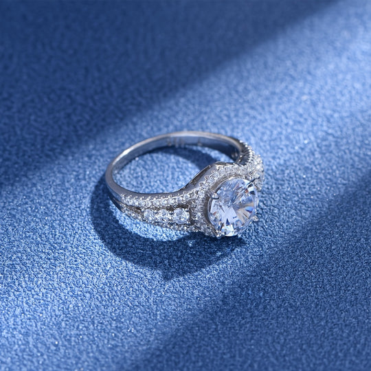 Sleek Blue Moissanite Ring