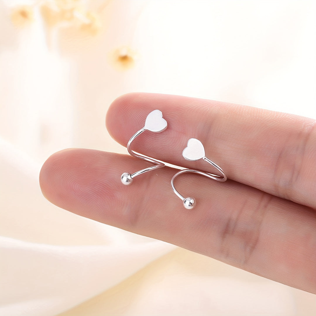 Chic Heart Screw Back Spiral Earrings