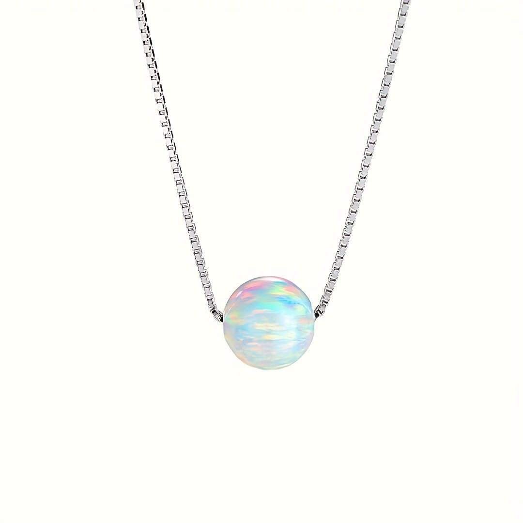 Timeless Round White Opal Necklace