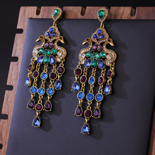 Colorful Peacock Dangle Earrings