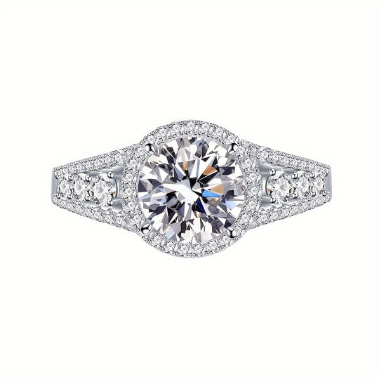 Sleek Blue Moissanite Ring