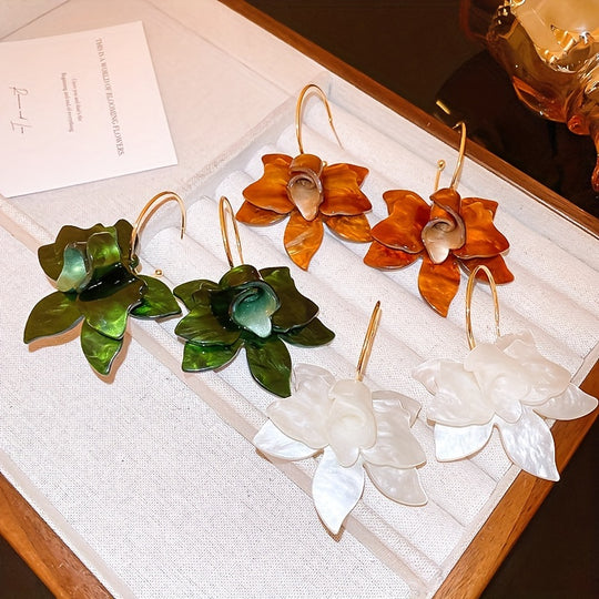 Trendy Resin Flower Dangle Earrings